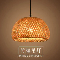 Lámpara colgante de linterna de bambú, lámparas LED E27 de mimbre Natural, pantallas de lámpara tejidas a mano, accesorio de iluminación, luz colgante