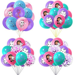 10/15 Globos de Látex con Estampado de Gatos de Gabby Dollhouse de 12 Pulgadas, Globos de Confeti para Fiestas de Cumpleaños, Decoración para Baby Shower, Helio