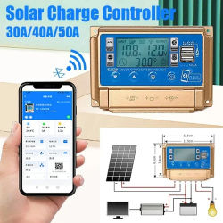 Controlador de carga Solar MPPT, regulador de cargador de Panel Solar con Bluetooth/Wifi, 30/40/50/60A, 12V, 24V