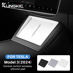 Alfombrilla Antideslizante y Antipolvo para Cargador de Tesla Model 3 Highland 2024-26 y Model Y 2025 2026 Juniper, Base de Carga Inalámbrica de Silicona para Auto