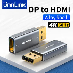 Unnlink 4K DisplayPort a HDMI adaptador DP macho a hembra HDMI convertidor para tarjeta gráfica PC portátil a HD TV Monitor proyector
