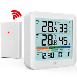 2025 Nuevo Termómetro higrómetro digital para interiores y exteriores, medidor de humedad inteligente inalámbrico LCD Monitor de temperatura ambiente para el hogar/bebé