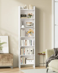 Librería, estante de almacenamiento, 7 niveles, mueble, cubo, para salón, oficina, dormitorio, estilo escandinavo, 24 x 48 x 198 cm