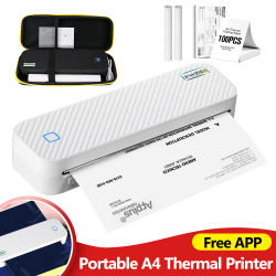 Impresora térmica portátil A4, Bluetooth, fotos, PDF, máquina de impresión de documentos, rollos de papel doblados para oficina, trabajo, hogar, escuela, viajes