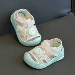 Sandalias de Verano para Bebés de 1 a 3 Años, Zapatos para Primeros Pasos, Sandalias Cerradas para Niños Pequeños, Niñas y Niños, Color Rosa y Verde