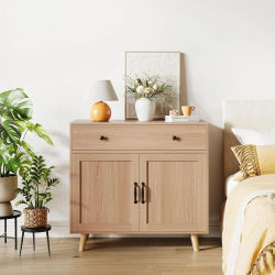 Garvee Mueble de 1 cajón y 2 puertas, 32.7x15.7x30.5in, Mesa Auxiliar de Estilo Rústico, Aparador para Entrada, Mueble Estrecho que Ahorra Espacio, Armario de Almacenamiento con Estructura Exterior