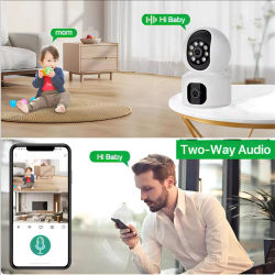 Cámara IP WiFi de 8MP con Doble Lente, Monitor para Bebés, Visión Nocturna en Color, Seguimiento Automático de Personas, Cámara de Vigilancia Inteligente para el Hogar