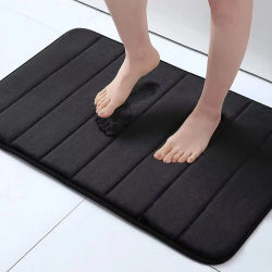 Alfombra de baño sencilla para el hogar, alfombra de franela a rayas para el suelo del inodoro, alfombrilla lateral para bañera peluda, alfombrilla para puerta