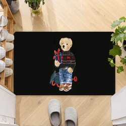 Alfombra de puerta feliz de oso de peluche, felpudo antideslizante de entrada, alfombra de cocina lavable, alfombras de pasillo, alfombrillas de baño