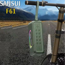 Altavoz Bluetooth inalámbrico portátil SANSUI F61 Radio FM grabadora de pantalla LED llamada manos libres reproductor de música compatible con disco TF/U/AUX