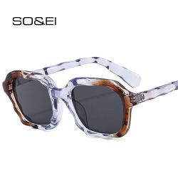 SO & EI-gafas de sol cuadradas para hombre y mujer, lentes de sol con forma de onda única, de doble Color, a la moda, UV400