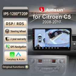 Radio para Auto Junsun para Citroen C5 2008-2017, CarPlay Inalámbrico, Android Auto con Pantalla de Sistemas Inteligentes para Auto, Accesorios para Auto, Bluetooth