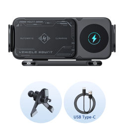 Soporte para teléfono plegable, soporte para teléfono de carga inalámbrica para coche, soporte Universal para teléfono, cargador de rotación eléctrica de inducción inteligente