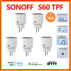 Enchufe Inteligente Wifi SONOFF S60 con Monitor de Energía, Módulo para Hogar Inteligente, Temporizador, Enchufe Inteligente Inalámbrico a través de la Aplicación EWeLink, Alexa, Google Home