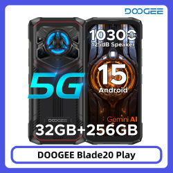 Teléfono Resistente DOOGEE Blade20 Play 5G, 32 GB de RAM + 256 GB de ROM, Pantalla de 6.6'', Batería de 10300 mAh, Altavoz de 125 dB, Smartphone con IA Gemini de 50 MP