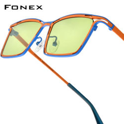 Gafas de sol FONEX de titanio para mujer, nuevas gafas de sol polarizadas de diseño de marca a la moda, gafas cuadradas japonesas de alta calidad 85804