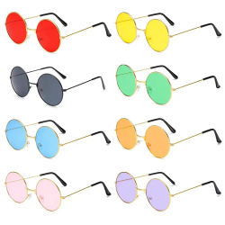 Gafas De Sol redondas Vintage para mujer y hombre, lentes De Sol coloridas con montura redonda, espejo De Metal, UV400