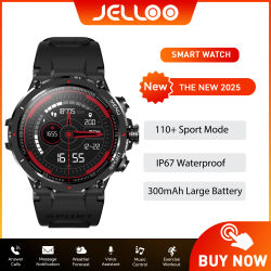 JELLOO nuevo reloj inteligente para hombres 1,32 "HD inalámbrico hacer llamadas impermeable reloj de Fitness resistente con Monitor de ritmo cardíaco y sueño podómetro