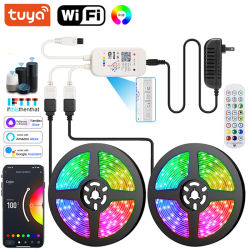 Tira de Luces LED Inteligente con Sincronización Musical 5050 12V RGB con Cambio de Color, Bluetooth, WiFi y Adhesivo para Decoración de Paredes y Habitaciones