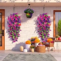 Guirnalda de Flores Artificiales de Gloriosas, Resistentes a los Rayos UV, Realistas, para Decoración de Bodas, Fiestas y Hogar, Plantas Artificiales de Simulación