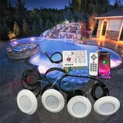 Foco subacuático con Control por aplicación Bluetooth, fuente de luz LED RGB impermeable para Piscina, paisaje, Piscina, 12V de CC, 12W