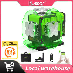 Huepar 16 líneas 4D nivel láser P04CG 360 Control remoto Bluetooth autonivelante Horizontal y Vertical con batería de iones de litio