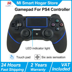 Controlador Gamepad para PS4, Controlador Inalámbrico Bluetooth con Doble Vibración de Seis Ejes, para PS4/PC