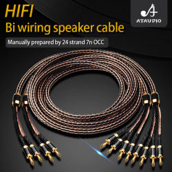 Cable de altavoz ATAUDIO Hifi Bi, Cable de altavoz OCC de alta gama con conector Banana de fibra de carbono