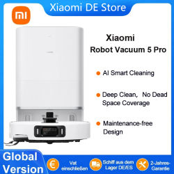 Versión Global Xiaomi Robot Vacuum 5 Pro EU (Versión Actualizada X20+) Robot Aspirador Inteligente con IA, Videovigilancia y Eliminación de Suciedad, Electrodoméstico para el Hogar, Aspiradora y