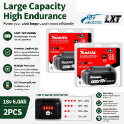 Batería original Makita de 18V 6.0Ah con cargador para herramientas eléctricas Makita de 18V DDF487 DTW700 GBA404 DUC150Z DHR183Z