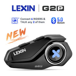 Intercomunicador Lexin G2P para casco de motocicleta, auriculares Bluetooth, comunicador manos libres de hasta 6 conductores, interfono con FM, novedad de 2023