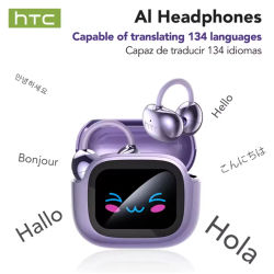 Auriculares Bluetooth HTC NE54 similares a NE32, auriculares inalámbricos con clip para la oreja, Bluetooth 6.0, pantalla táctil a color, sonido HiFi, conducción ósea