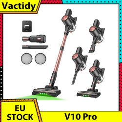 Aspiradora inalámbrica Vactidy V10 Pro, succión de 45000 Pa, motor de 550 W, hasta 45 minutos de funcionamiento, batería desmontable de 2200 mAh, filtración de 5 etapas, depósito de polvo de 500 ml,