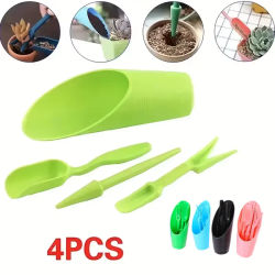 Juego de 4 piezas, pala de plástico duradera para macetas, cilindro de cultivo, pala para tierra de plantas, herramientas de jardín, mini herramienta de plantación para jardín