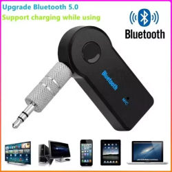Adaptador de Conector Inalámbrico Bluetooth 5.0 para Coche de 3.5 mm, Receptor Bluetooth 5.0 AUX, Conversor de Audio, Adaptador Estéreo Manos Libres para Teléfono Móvil