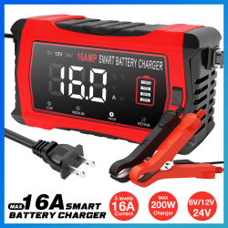 Cargador de batería de coche de reparación Universal, 6V, 12V, 24V, 16A, reparación inteligente, cargador de motocicleta para batería de plomo ácido AGM GEL LiFePO4