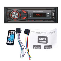 Radio estéreo Bluetooth para coche, Audio, llamadas manos libres, reproductor MP3, receptor FM, inserción de tarjeta con Control remoto