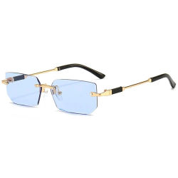 Gafas de sol sin montura rectangulares para hombre y mujer, lentes de sol cuadradas pequeñas con protección UV400, a la moda, para viajes