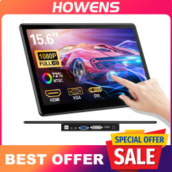 HOWENS Monitor de 15,6 pulgadas pantalla táctil Industrial 1920x1080 pantalla de ordenador portátil HDMI 75x75 VGA BNC AV USB PC segunda pantalla adicional