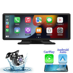 Radio para Auto Hippcron, Reproductor Multimedia con Carplay y Android Auto Inalámbricos, Monitor con Soporte para Cámara, FM, BT, AUX, TF, USB y MirrorLink