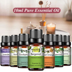 PHATOIL-aceite esencial de plantas naturales, 10ml, eucalipto, lavanda, bergamota, vainilla, menta, 1 Uds., aceites esenciales aromáticos para difusor