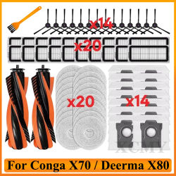 Repuestos para Robot Aspirador Cecotec Conga X70/Deerma X80/JONR T5 Pro Gen 2: Cepillo Principal, Cepillo Lateral, Bolsa para Polvo, Filtro HEPA, Paño de Limpieza