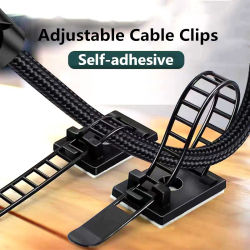 Organizador de cables ajustable, Clip enrollador de cables, soporte para auriculares, autoadhesivo, gestión de cables para teclado y ratón, Protector de cargador USB