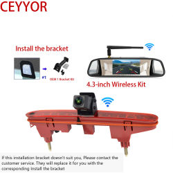 Kit de cámara de visión trasera inalámbrica con luz de freno y monitor de 4,3 pulgadas para PEUGEOT Partner/Rifter, CITROEN Berlingo y TOYOTA ProAce City.