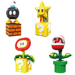 DIY bloques de construcción creativos modelos de dibujos animados piraña planta fuego flor estrella bombero MOC juego de regalo de regreso a la escuela regalo de Navidad