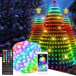 Barra de luz LED decorativa de Navidad para exteriores, iluminación RGB IC WS2812B con Control inteligente por Bluetooth, corona de flores, colorida, decoración para fiesta en casa