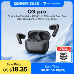 SoundPEATS Q3 pro auriculares inalámbricos con cancelación activa de ruido auriculares Bluetooth V6.0 con 4 micrófonos, controlador de 13mm, conexión multipunto
