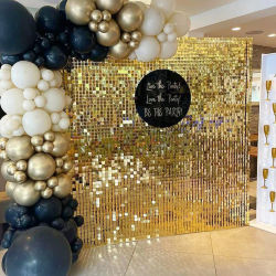 6-27 Paneles de Pared con Lentejuelas Doradas Brillantes para Decoración de Fondo en Bodas, Fiestas y Baby Showers, Telones de Fondo Láser Brillantes