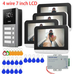 Monitores de 7 pulgadas 2/3/4 sistema de intercomunicación de videoportero para apartamento/familiar timbre gran angular Control de acceso de cámara HD impermeable