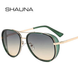 SHAUNA Nuevas gafas de sol de piloto con doble puente para mujer, gafas de sol a la moda con degradado UV400, gafas de sol punk para hombre